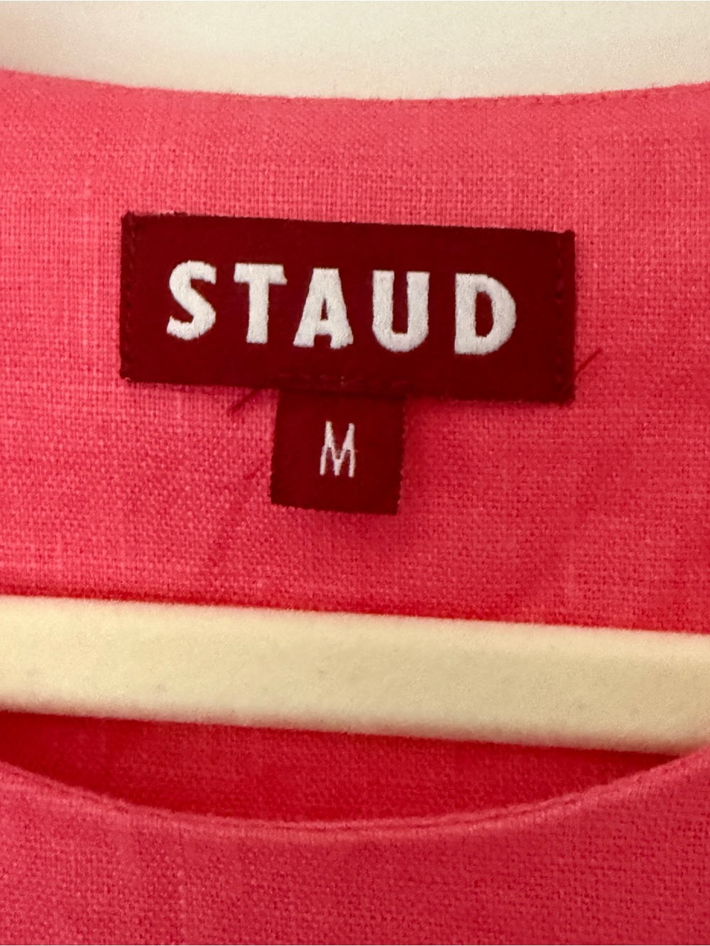 STAUD Allori Dress 100% Linen Size Med Paradise Coral Pink Pearl New! - Picture 4 of 10